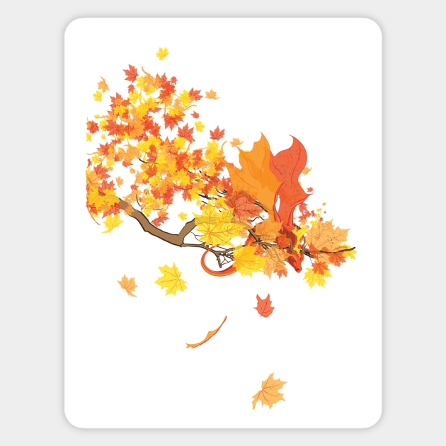 Autumn Leaves Dragon Sticker by Taellosse